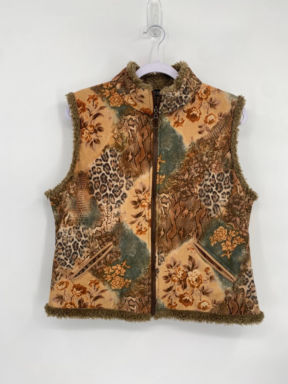 Marc Baxis Brown Faux Suede Vest Fur Lined Size 10 or 12